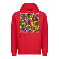 Red Mardi Gras jester had and crawfish with leopard pa Premium Hoodie - HowdyJamesFarm