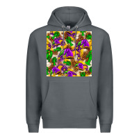 Rock Mardi Gras jester had and crawfish with leopard pa Premium Hoodie - HowdyJamesFarm
