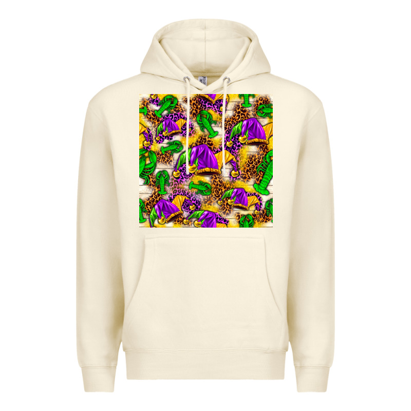 Mardi Gras Jester Had And Crawfish With Leopard Pa Premium Hoodie by HowdyJamesFarm | Teevron