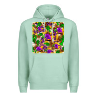 Seafoam Mardi Gras jester had and crawfish with leopard pa Premium Hoodie - HowdyJamesFarm