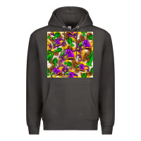 Smoke Mardi Gras jester had and crawfish with leopard pa Premium Hoodie - HowdyJamesFarm