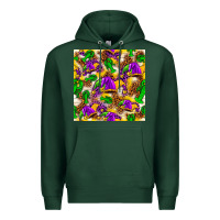 Sports Green Mardi Gras jester had and crawfish with leopard pa Premium Hoodie - HowdyJamesFarm
