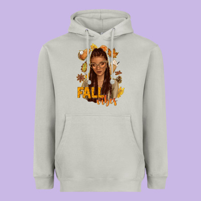 Fall Vibes Afro Woman Heavyweight Hoodie Designed By Nancycooperartshop