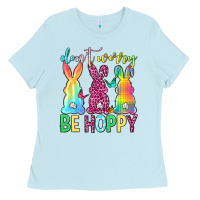 Baby Blue Don't worry be hoppy Easter Day Ladies Tee - Neo Western