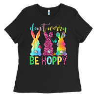 Black Don't worry be hoppy Easter Day Ladies Tee - Neo Western