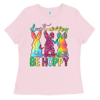 Bubblegum Pink Don't worry be hoppy Easter Day Ladies Tee - Neo Western