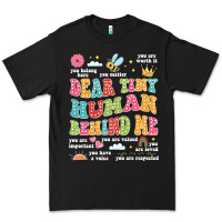 Black customized teacher dear tiny human behind me back Premium Tee - JahusDesignShop