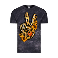 Cloud Black Leopard Sunflower Peace Sign Vintage Tee - Jasminsmagicworld