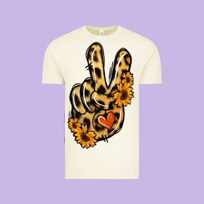 Leopard Sunflower Peace Sign Vintage Tee Designed By Jasminsmagicworld