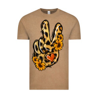 Vintage Coffee Leopard Sunflower Peace Sign Vintage Tee - Jasminsmagicworld