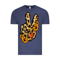 Vintage Denim Leopard Sunflower Peace Sign Vintage Tee - Jasminsmagicworld