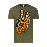 Vintage Olive Leopard Sunflower Peace Sign Vintage Tee - Jasminsmagicworld