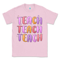 Bubblegum Pink teach teach varsity Classic Tee - MaliasSmallBusiness