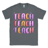 Charcoal Heather teach teach varsity Classic Tee - MaliasSmallBusiness