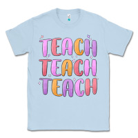 Dusty Blue teach teach varsity Classic Tee - MaliasSmallBusiness