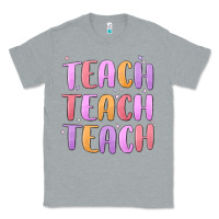 Heather Grey teach teach varsity Classic Tee - MaliasSmallBusiness