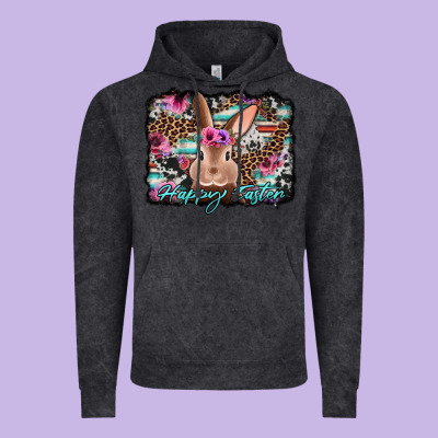 Happy Easter Bunny Western Background Vintage Hoodie Designed By Jasminsmagicworld