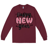 Burgundy happy new year Long Sleeve Tee - MaliasSmallBusiness