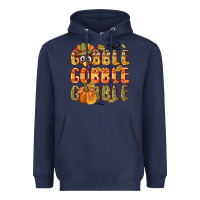 Navy Gobble gobble turkey Thanksgiving Heavyweight Hoodie - NancyCooperArtShop