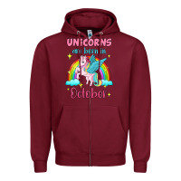 Burgundy unicorns are born in october Zipper Hoodie - Jasminsmagicworld