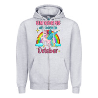 Heather Grey unicorns are born in october Zipper Hoodie - Jasminsmagicworld