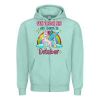 Seafoam unicorns are born in october Zipper Hoodie - Jasminsmagicworld
