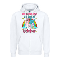 White unicorns are born in october Zipper Hoodie - Jasminsmagicworld