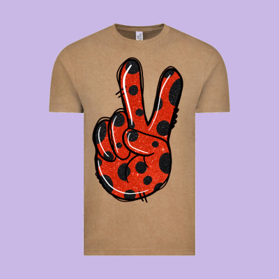 Ladybug Peace Sign Vintage Tee Designed By Jasminsmagicworld