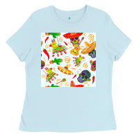 Baby Blue mexico seamless pattern Ladies Tee - FaDigitalArtStudio