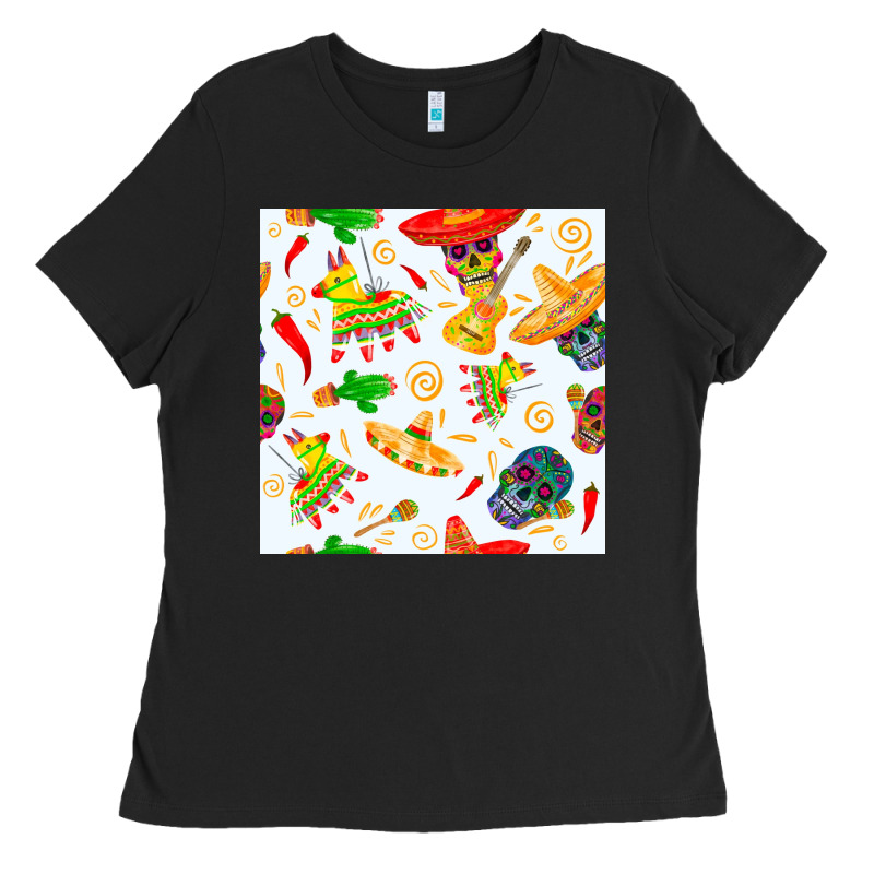 Mexico Seamless Pattern Ladies Tee by FaDigitalArtStudio | Teevron