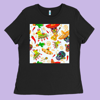 Mexico Seamless Pattern Ladies Tee Designed By Fadigitalartstudio