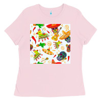 Bubblegum Pink mexico seamless pattern Ladies Tee - FaDigitalArtStudio