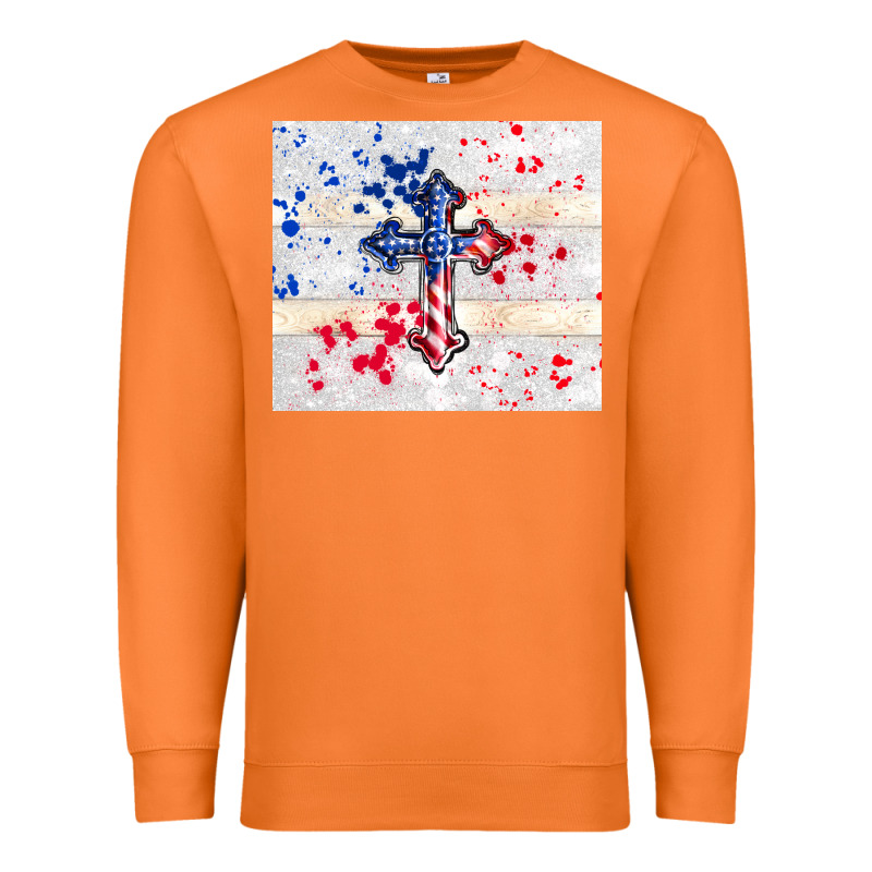 4th Of July Flag Cross Premium Sweatshirt by TumblerDesignByShophia | Teevron