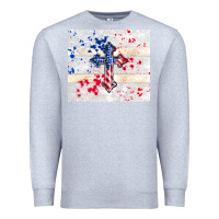 Heather Grey 4th of july flag cross Premium Sweatshirt - TumblerDesignByShophia