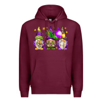 Burgundy Mardi Gras gnomies with elements Premium Hoodie - HowdyJamesFarm