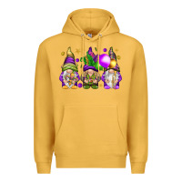 Mustard Mardi Gras gnomies with elements Premium Hoodie - HowdyJamesFarm