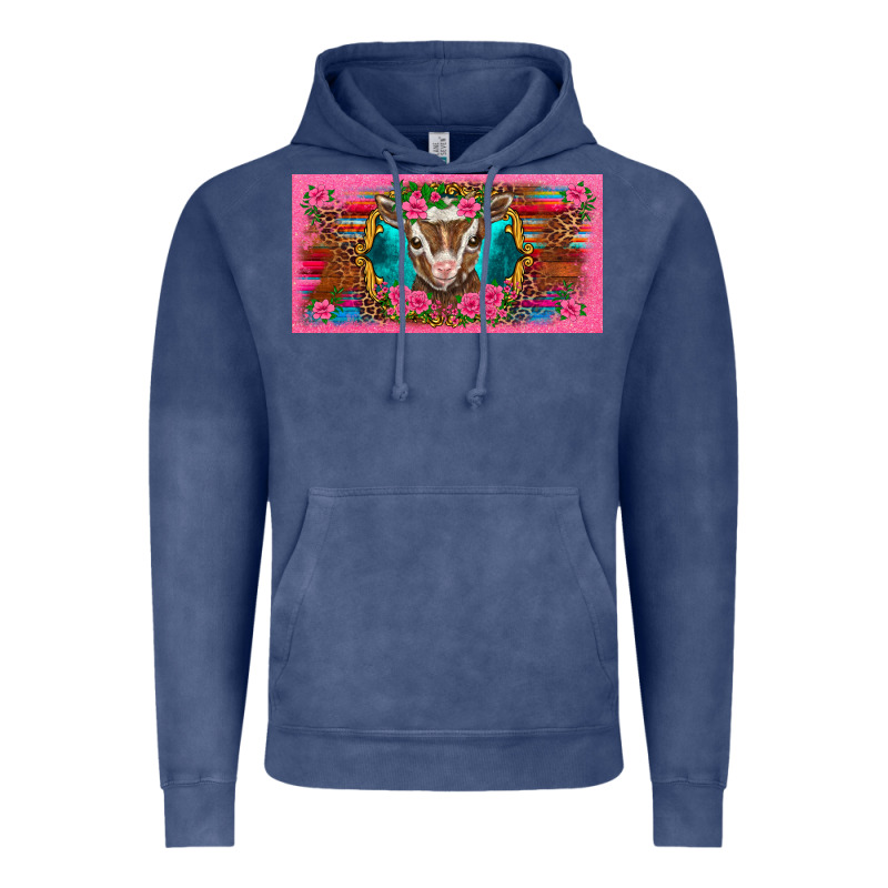 Western Baby Boer Goat Pink Flowers Serape Leopard Pink Glitter Patter Vintage Hoodie by BarkalooDesign | Teevron