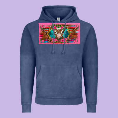Western Baby Boer Goat Pink Flowers Serape Leopard Pink Glitter Patter Vintage Hoodie Designed By Barkaloodesign
