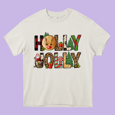 Holly Jolly Heavy Core Tee Designed By Fadigitalartstudio
