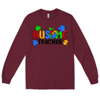 Burgundy ausome teacher Long Sleeve Tee - MaliasSmallBusiness