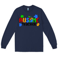 Navy ausome teacher Long Sleeve Tee - MaliasSmallBusiness