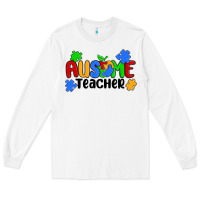 White ausome teacher Long Sleeve Tee - MaliasSmallBusiness