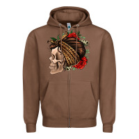 Chestnut leopard bandana and roses skull Zipper Hoodie - Jasminsmagicworld