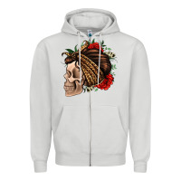 Dove Grey leopard bandana and roses skull Zipper Hoodie - Jasminsmagicworld