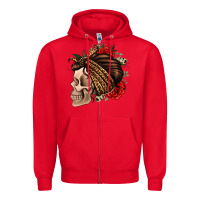 Red leopard bandana and roses skull Zipper Hoodie - Jasminsmagicworld