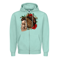 Seafoam leopard bandana and roses skull Zipper Hoodie - Jasminsmagicworld