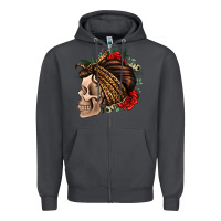 Smoke leopard bandana and roses skull Zipper Hoodie - Jasminsmagicworld