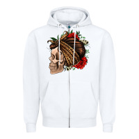 White leopard bandana and roses skull Zipper Hoodie - Jasminsmagicworld