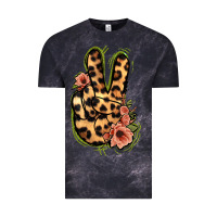Cloud Black Leopard Floral Peace Sign Vintage Tee - Jasminsmagicworld