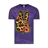 Cloud Purple Leopard Floral Peace Sign Vintage Tee - Jasminsmagicworld